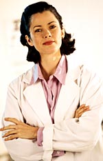A picture of a female physician at work